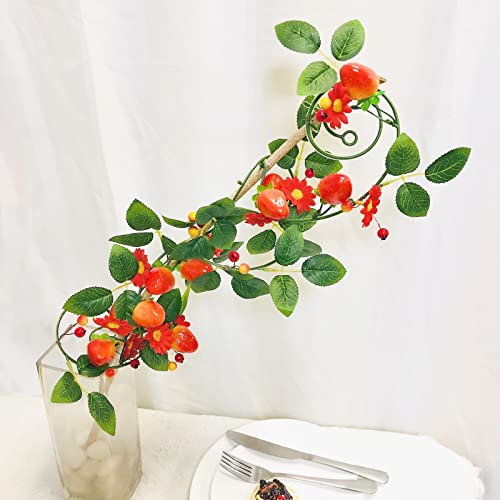 Artificial Strawberry Berry Garland, Fake Strawberry Vine Plants Hanging Flowers Fruit Berries Vine For Wedding Home Garden Office Hotel Party Craft Art Decoration (1, Red Strawberry) #TOP1