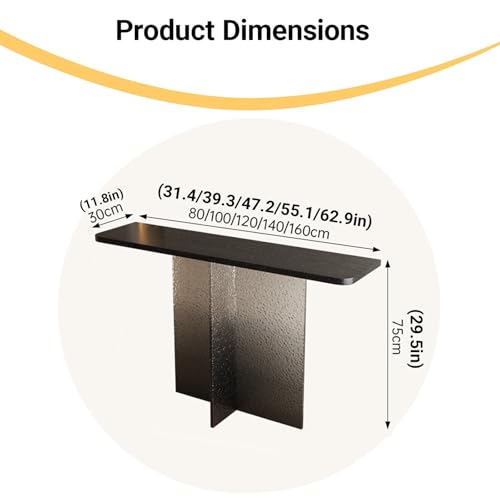 Mesa auxiliar tipo consola para sofá de madera maciza negra con patas acrílicas 2