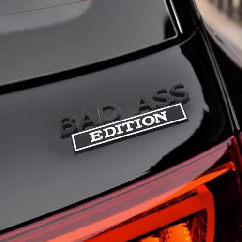 Image of Car Modification Label, Bad Ass 3D Fender Badge Decal Car Sticker, Car Funny Modification Label Decal, Car Fender Bumper Sticker Body Sticker Fit for Universal Vehicle(Black /Silver)