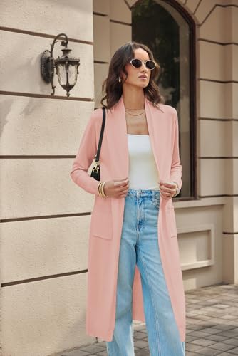 Image of GRACE KARIN Essential Solid Open Front Maxi Long Knitted Cardigan Sweater for Women