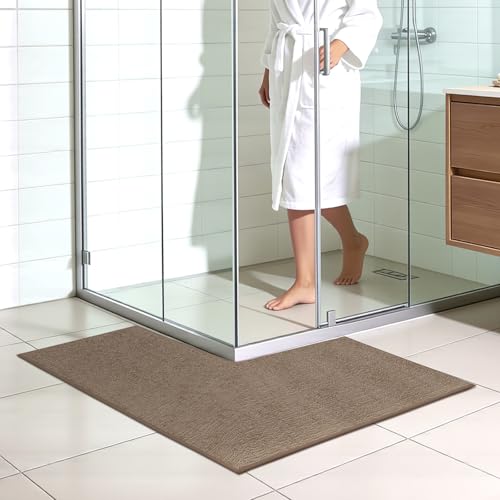 L-Shaped Camel Bath Floor Mat