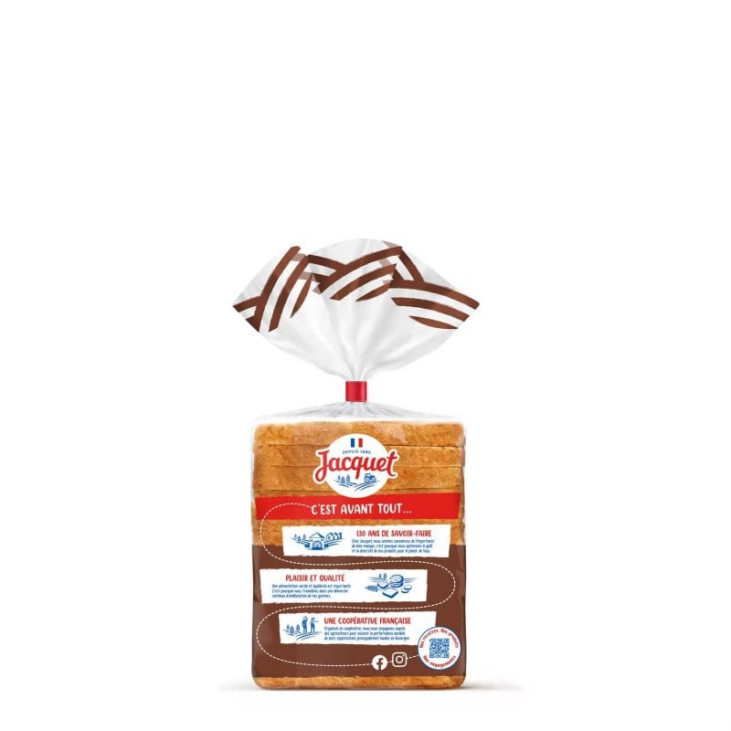 JACQUET - Pain de mie complet 550g - Sans sucre ajouté - Pour un petit déjeuner équilibré - Lot De 4