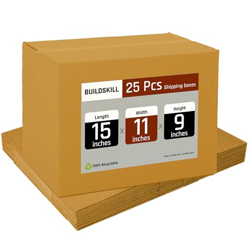 BUILDSKILL Pack of 25 | 3 Ply | 15"X11"X9" Cardboard Boxes for Packaging | Brown Corrugated Box for Packing | Shipping | Home Shifting | Parcel | Courier Packing box | Medium Carton Box | Recycled (B0D3HCDRCL) Amazon Price History, Amazon Price Tracker