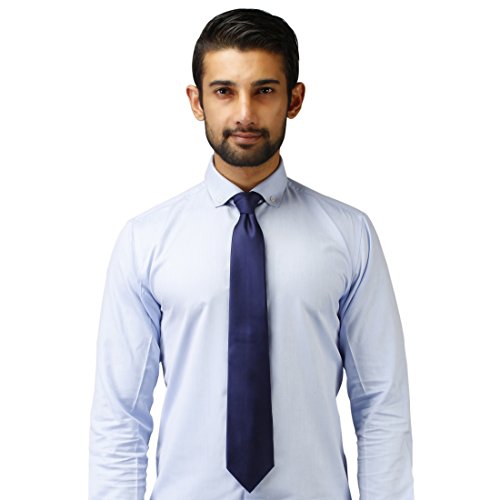 Image of Peluche Modish Navy Blue Colored Microfiber Necktie for Men