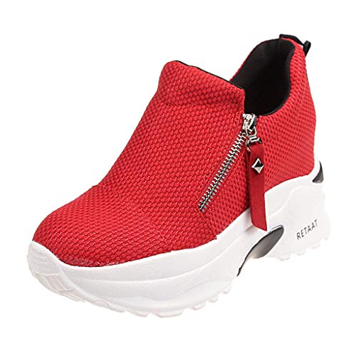 Tefamore Zapatillas de Cuña para Mujer Zapatillas de Deporte Zapatillas Altas Primavera/Verano Tacón Cuña 6CM