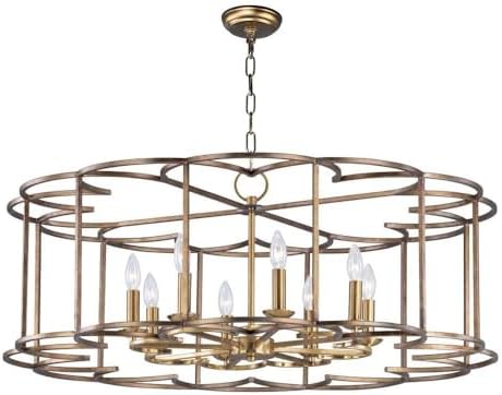 Maxim 24734BZF Helix Frame Work Drum Candle Chandelier, 8-Light 480 Total Watts, 15" H x 38" W, Bronze Fusion
