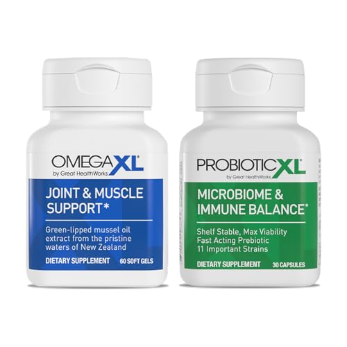 OmegaXL Powerful Joint and Muscle Support Supplement (60 Count) & Probiotic XL - PreforPro, DE...