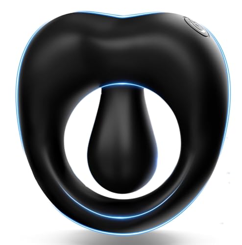 Cockrimg for Men, with Tongue,10 Vibrating & 10 Tongue Licking Consolador FDG46 (Black)