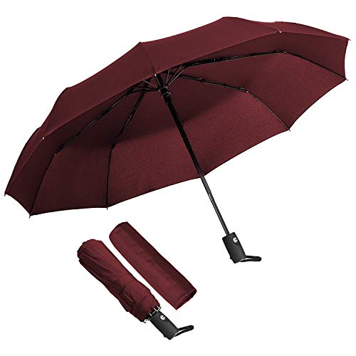 KASTEWILL Parapluie Pliant, Compact Parapluie Automatique Ouverture Pliable et Fermeture Résistant au Vent à Tempête Léger Solide Parapluie de Voyage pour Homme et Femme - Rouge 1 Cover