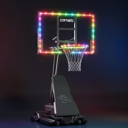 Image of Cofiyard Basketball Hoop Outdoor with 44&48&54 Inch Shatterproof Backboard,10FT Height Portable Basketball Hoop with Sandbag, Adjustable Basketball Goal with Wheels