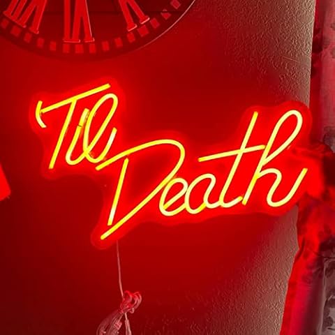 YFOIWG Large Til Death Neon Sign Light for Bedroom,Art Wall Lights Beer Bar Club Hotel Pub Cafe Wedding Birthday Party Gifts (23.6×13.7 Inches) Cover