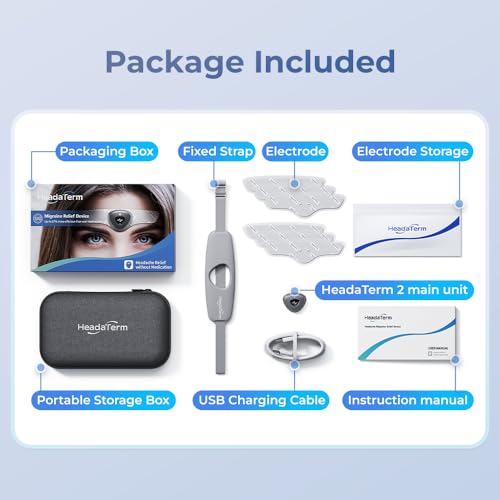 headaterm-2 migraine relief device e-tns technology rechargeable head cap treatment for migraine and headache drug-free clinically proven fast-acting no side effects 1 headaterm 2 6electrodes