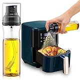 Hibabe Oil Sprayer for Cooking, 250ml Spray Bottle Kitchen, Olive Sprayer, Kitchen Gadgets Air Fryer Accessories, Mister, Dispenser Fryer, Baking, Salad, Bbq (Black) , (D4-H)