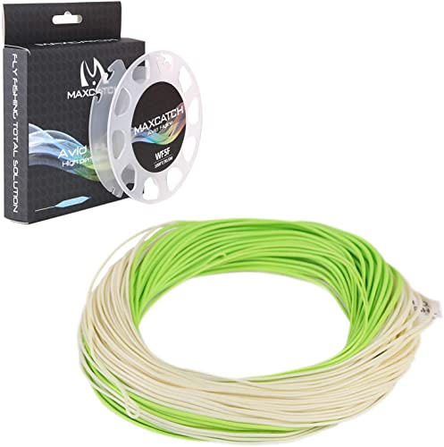Maximumcatch Fliegenfischen Schnur mit Schlaufen, schwimmende Fliegenschnur 30,5m lang, WF3F/4F/5F/6F/7F/8F, sechs Farbe (WF3F, Elfenbein & Chartreuse)