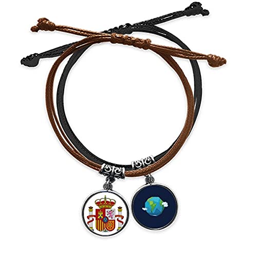 Pulsera España emblema nacional cuero cuerda mano cadena hombre mujer