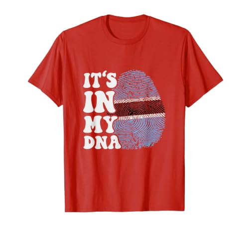 Funny It's in My DNA Botswana Flag Fingerprint T-Shirt, Men, Red, Large