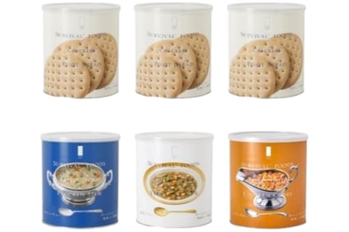 25年保存のおいしい備蓄食(非常食) サバイバル(R)フーズ 大缶ファミリーセット(カレー&シチュー) 賞味期限 25年 缶切り付 サバイバル フーズ クラッカー3缶 チキンシチュー 野菜シチュー チキンカレー 各1缶 災害対策 備蓄 保存食 愛知県 あま市
