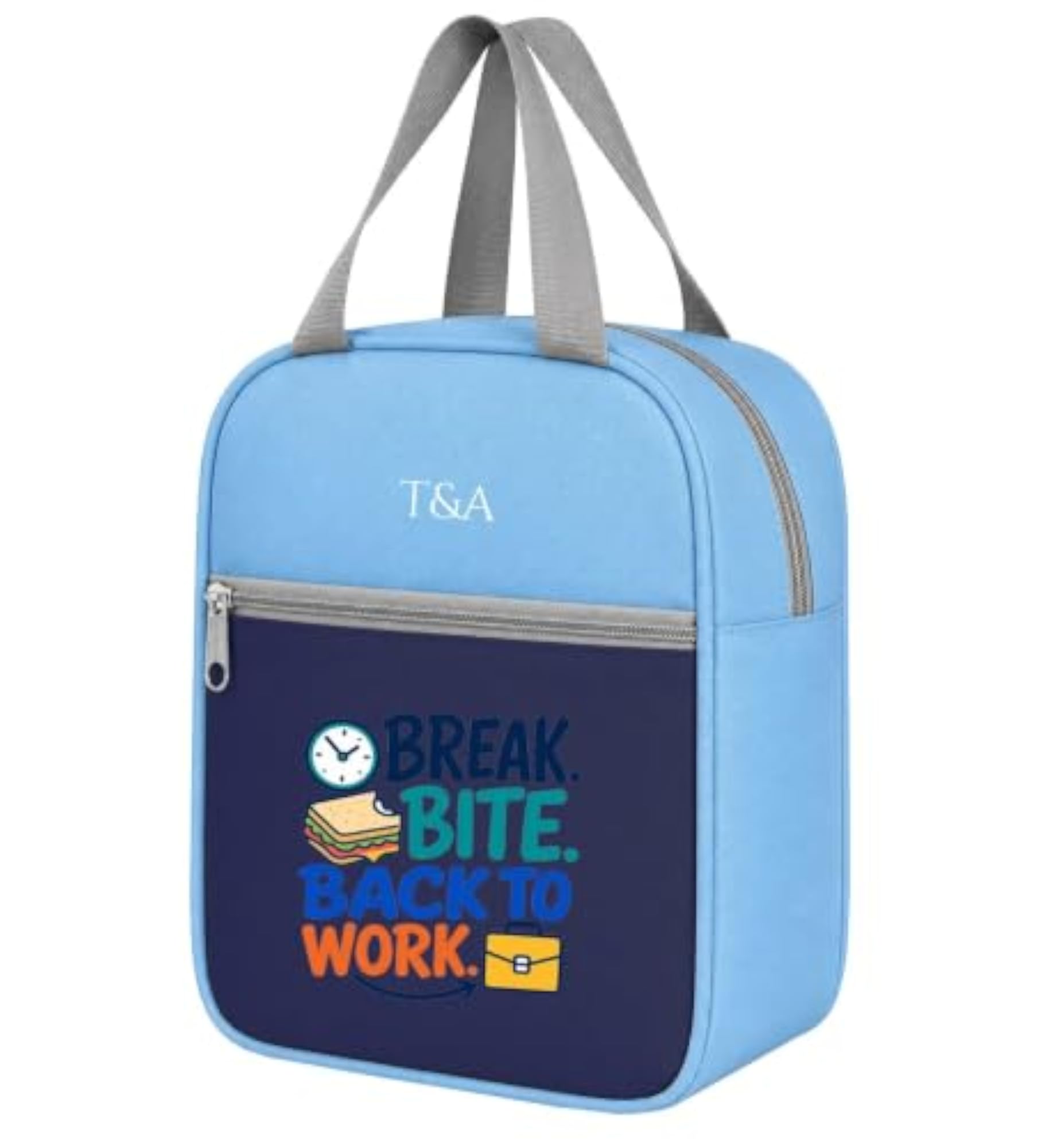 Portable Reusable Lunch Bag with Front Pocket, Tote Design