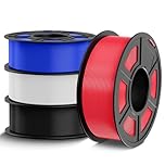 TECBEARS PETG Filament 1.75mm Bundle 4KG, High Strength & Toughness 3D Printer Filament, Good Layer Adhesion PETG, Dimensional Accuracy +/- 0.02mm, 4Pack, 1kg per Spool(Black, White, Blue, Red)