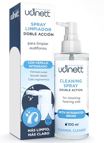 Spray Limpiador para Audífonos 100ml con Cepillo Incluido Udinett Sanitizante para Limpieza de Auriculares Bluetooth Secado Rápido Elimina Cerumen y Suciedad con Efecto Inmediato