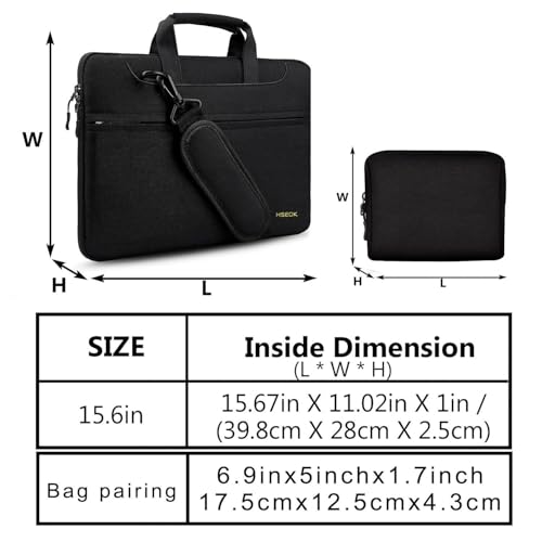 Hseok Laptop Shoulder Bag 15-15.6 inch Shockproof Water-Resistant HandBag with Small Case Compatible with MacBook Pro Neo 16" M5 M4 M3 M2 M1, Mac Pro Air 15", XPS 15/16, Most 15" 15.6" 16",Black by Hseok - Image 3