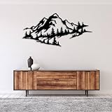 METALPLEX Mountain Range View - Metal Wall Home Decor - Rust Free Outdoor & Indoor Aluminum Wall Decoration Piece - Hanging Wall Art for Living Room, Bedroom, Outdoor & Indoor - Black 47' x 22' (Large)