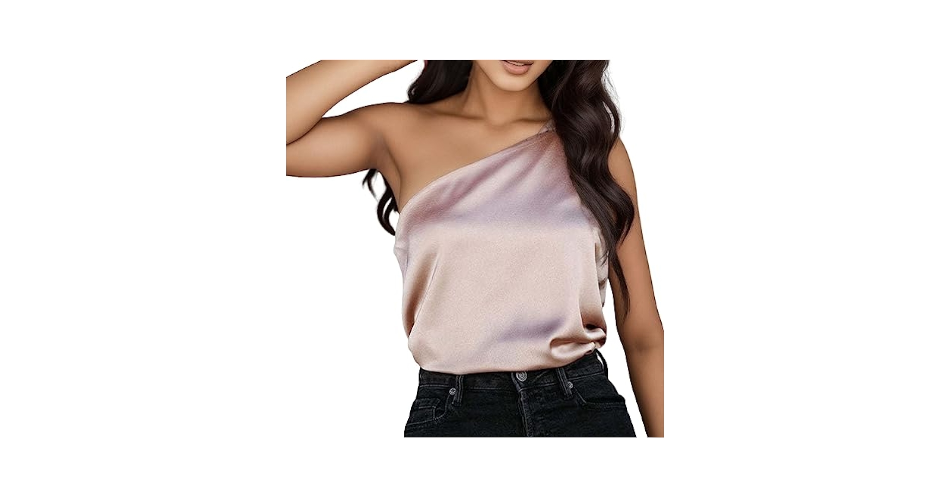 Generic Silk Satin One Shoulder Camisole Tank Top for Women