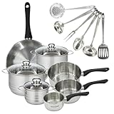 PETIT +: Casseroles et faitouts avec échelles de mesure ; pour faire sauter, cuire à la vapeur ou servir, ce set polyvalent s'adapte à un nombre varié de convives