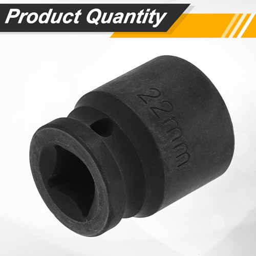 Image of HARFINGTON 1 /2 inch Drive x 22mm Shallow Impact Socket 12-Point Metric CR-V Steel Spindle Nut Impact Flip Sleeve for Home Auto Nuts Bolts Repair