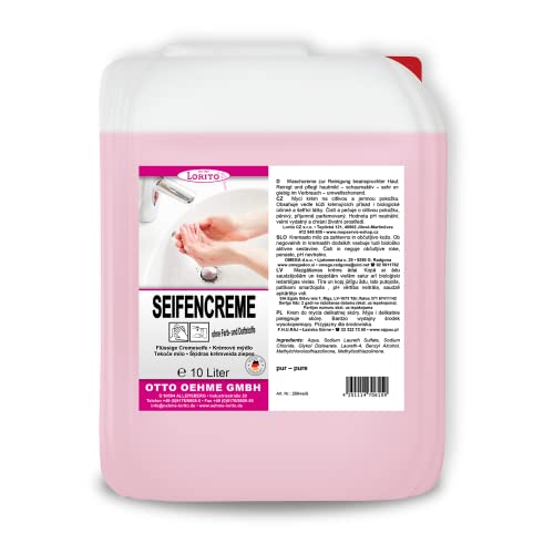 Lorito frisch & sauber Handseife 10 Liter Nachfüllseife flüssig, Cremeseife rosa, Kanister Flüssigseife, Seife zum Nachfüllen