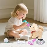 Hund Spielzeug Kinder Mit Leine Der Läuft und Bellt,Elektronisches Haustier Hund Spielzeug ,Dog Spiel Interaktiver Laufender Hund mit Gehen, Bellen, Schwanzwedeln für Kinder Junge Mädchen 2 3 4 Jahre