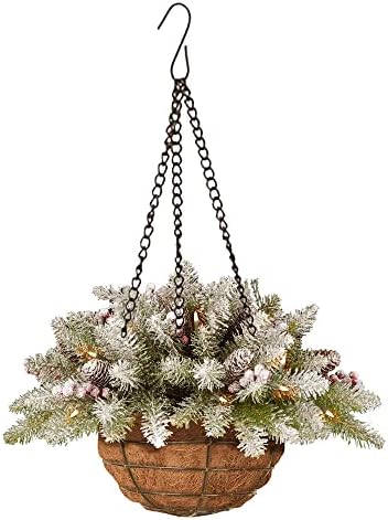 LTGB Pre-lit Artificial Christmas Hanging Basket, DIY Christmas Decoration LED Lights Hanging Basket, Garland Ornament for Xmas Indoor Outdoor Garden Home Party Festival Supplies (Style A)