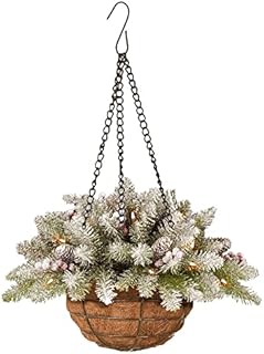 LTGB Pre-lit Artificial Christmas Hanging Basket, DIY Christmas Decoration LED Lights Hanging Basket, Garland Ornament for Xmas Indoor Outdoor Garden Home Party Festival Supplies (Style A)