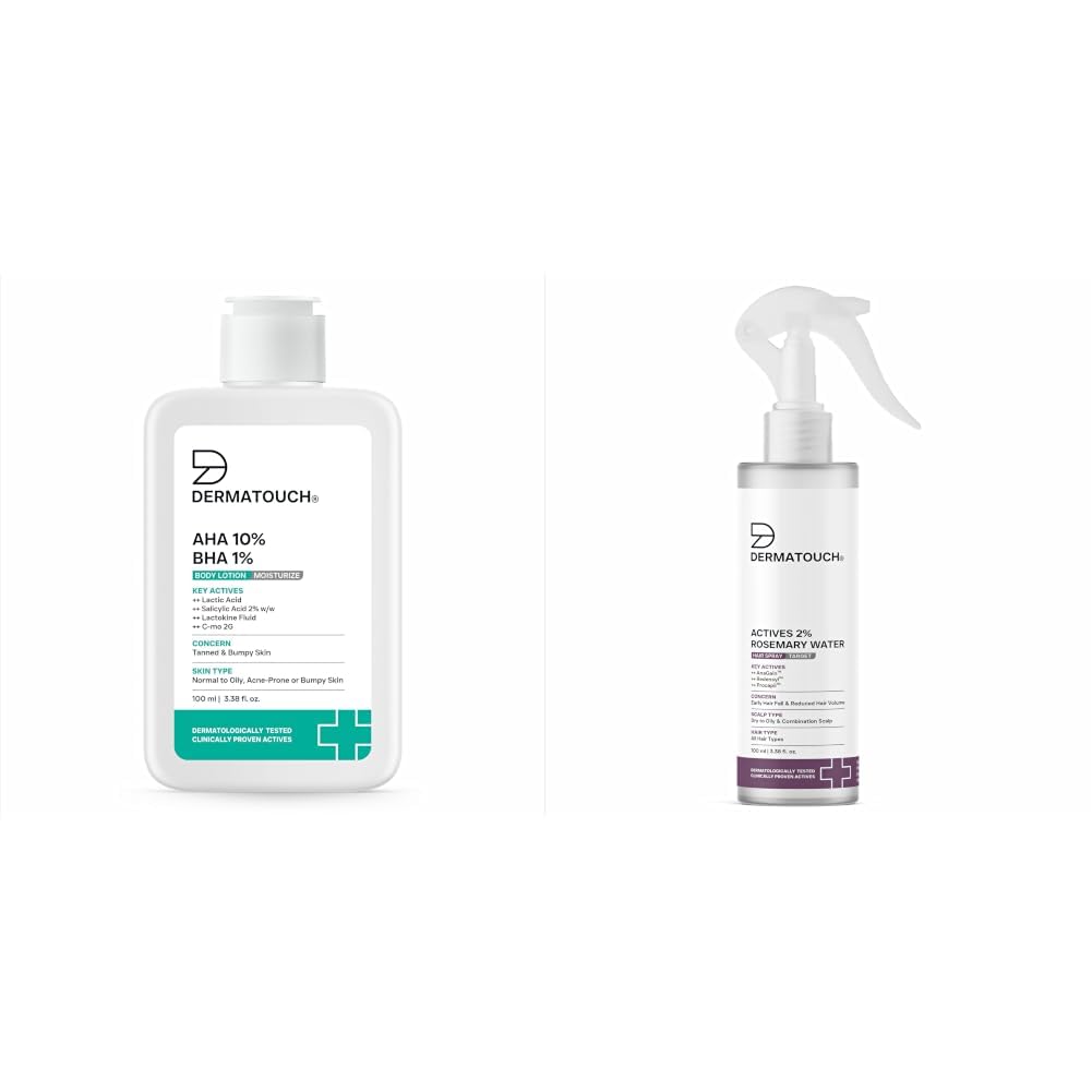 DERMATOUCH AHA 10% BHA 1% Body Lotion For Men and Women 100ml & Rosemary hair Spray for Hair Growth 100ml-image-46