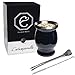 Elixir Maté™ | Calabaza + Bombilla + Limpiador de paja para Yerba Mate | Caja de regalo Premium | Taza de acero inoxidable de doble pared Premium | Mate, Café, Té, Granito | Edición Negra