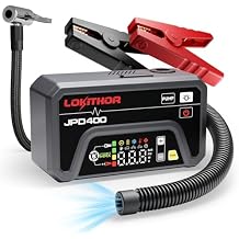 LOKITHOR JPD400 Jump Starter with Air Compressor and Deflator, 3000A Car Battery Jump Starter 9.0L Gas/7.0L Diesel Jump Box with 150PSI Tire Inflator, 10000mAh Power Bank, LED Light, Jumper Cables