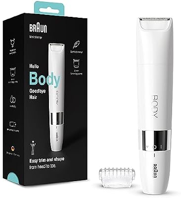 Braun Body Afeitadora Corporal Unix, Depiladora Mini para Mujer y Hombre con Peine de Recorte, Depilación de Precisión para Ingles, Axilas, Pecho, Uso en Seco y en Mojado, BS1000, Blanco