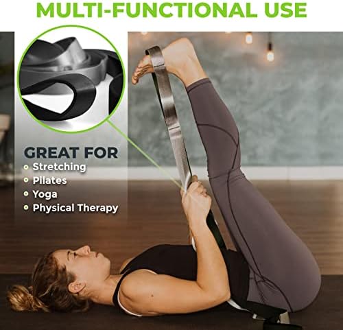 Gradient Fitness Stretching Strap, Premium Quality Multi-Loop Strap, Neoprene Padded Handles, 12 Loops, 1.5" W x 8' L