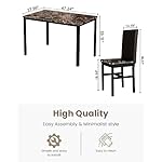 Recaceik Dining Table Set for 4, Kitchen Table and Chairs Set with Faux Marble Tabletop & 4 Leather Upholstered Chairs for Kitchen Dining Room, Compact Space, Dinette Set, Brown+Brown - Image 4