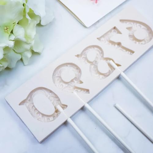 Anyana Alphabet Number 0-9 3D Silicone Mold With Lollipop Hole Fondant Cake Decorating Tools Cupcake Topper Candy Chocolate #TOP5