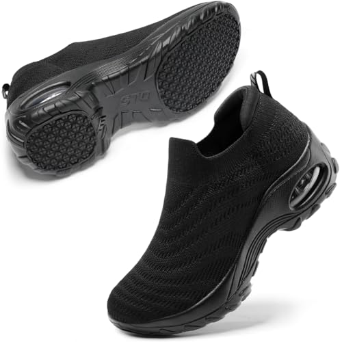 STQ Walking Shoes for Women Slip On Shoes with Arch Support Lightweight Cushioned Sock Sneakers