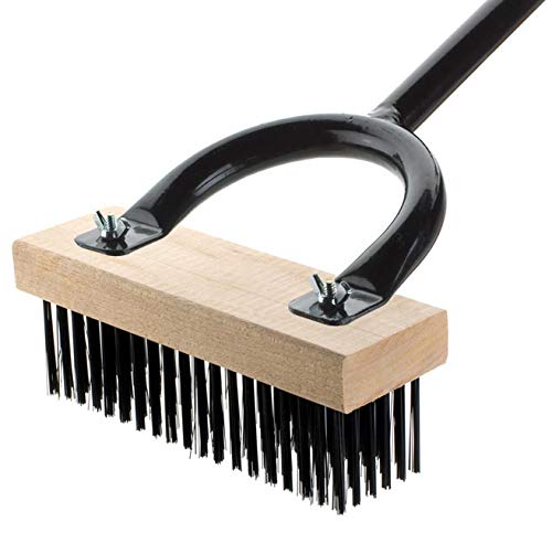 Grill Brush with 24" Handle, Black Steel Bristles