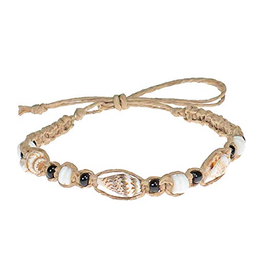 Pulsera tobillera de cáñamo ajustable BlueRica con cuentas ojo de tigre