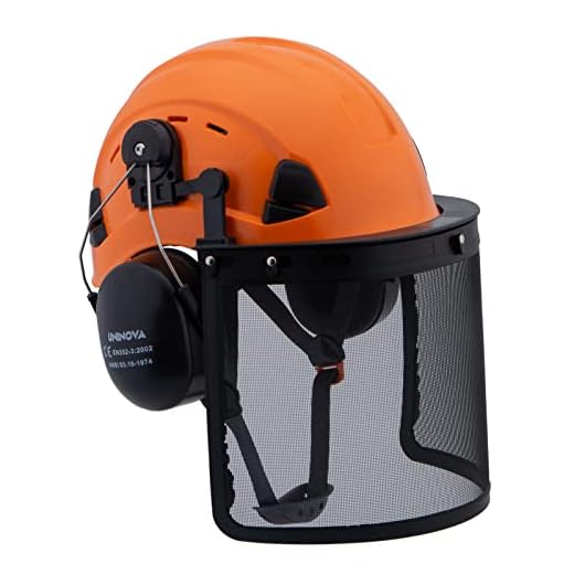 Forestry Helmet Chainsaw Helmet Arborist Helmet with Mesh Visor Face Shield and Earmuffs Ear Protection Safety Hard Hat Logging Tree Garden Work Helmet OSHA Hardhats(092 Orange+Earmuff+Shield)