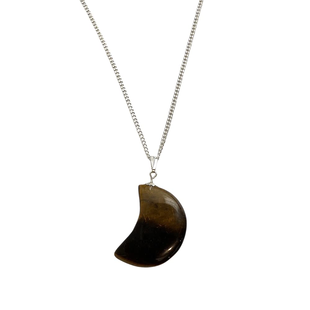VIE Crescent Shaped Pendant, 4x2cm, Tiger's Eye