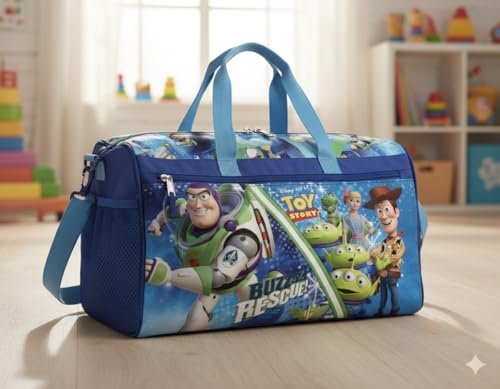 Image of Disney Pixar Toy Story Kids' Duffle Bag - Buzz Lightyear, Woody & Friends Travel Gym Bag with Adjustable Strap