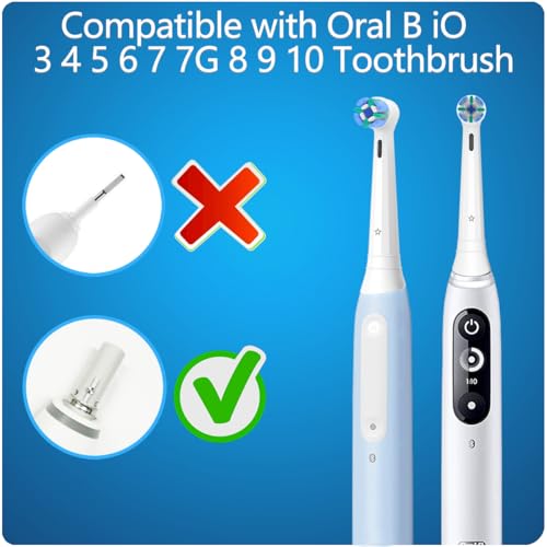 Image of 8 Pack Replacement Toothbrush Heads Compatible with Oral B iO, Brush Heads for Oral-B iO 2 /3 /4 /5 /6 /7 /8 /9 /10 /7G Series, with Covers, White