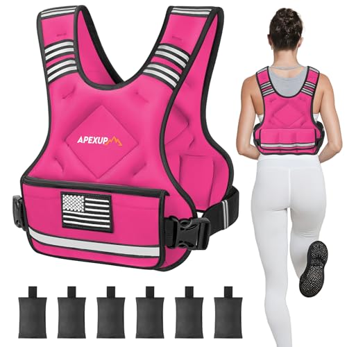 Image of APEXUP Adjustable Weighted Vest, 4-10lb /12-18lb /20-32lb Vest with 6 Ironsand Weights and Large Pocket, Weight Vest for Men Women Strength Training, Running, Walking