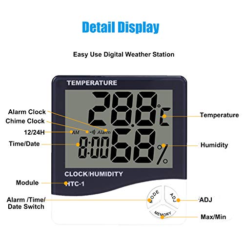Cuculo Higrômetro digital Monitor de temperatura interna Medidor de umidade Grande LCD estação meteo