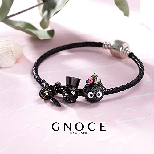 Image of GNOCE Skull Charm Bead Silver Pendant Dangle Charms fit Bracelet /Necklace Jewelry Gift for Women Men